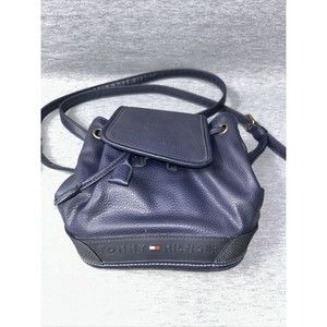 Price drop- Vintage Tommy Hilfiger Blue Pebbled Leather Backpack Purse Bag